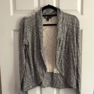 Grey Cardigan with lace back